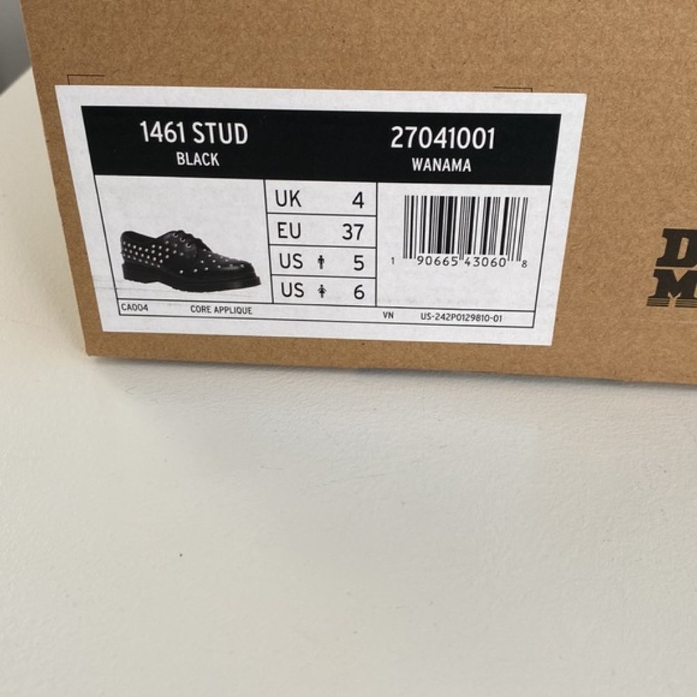 Dr Martens 1461 Stud Wanama Leather Oxford Shoes in Black Size 6 - Picture 9 of 10